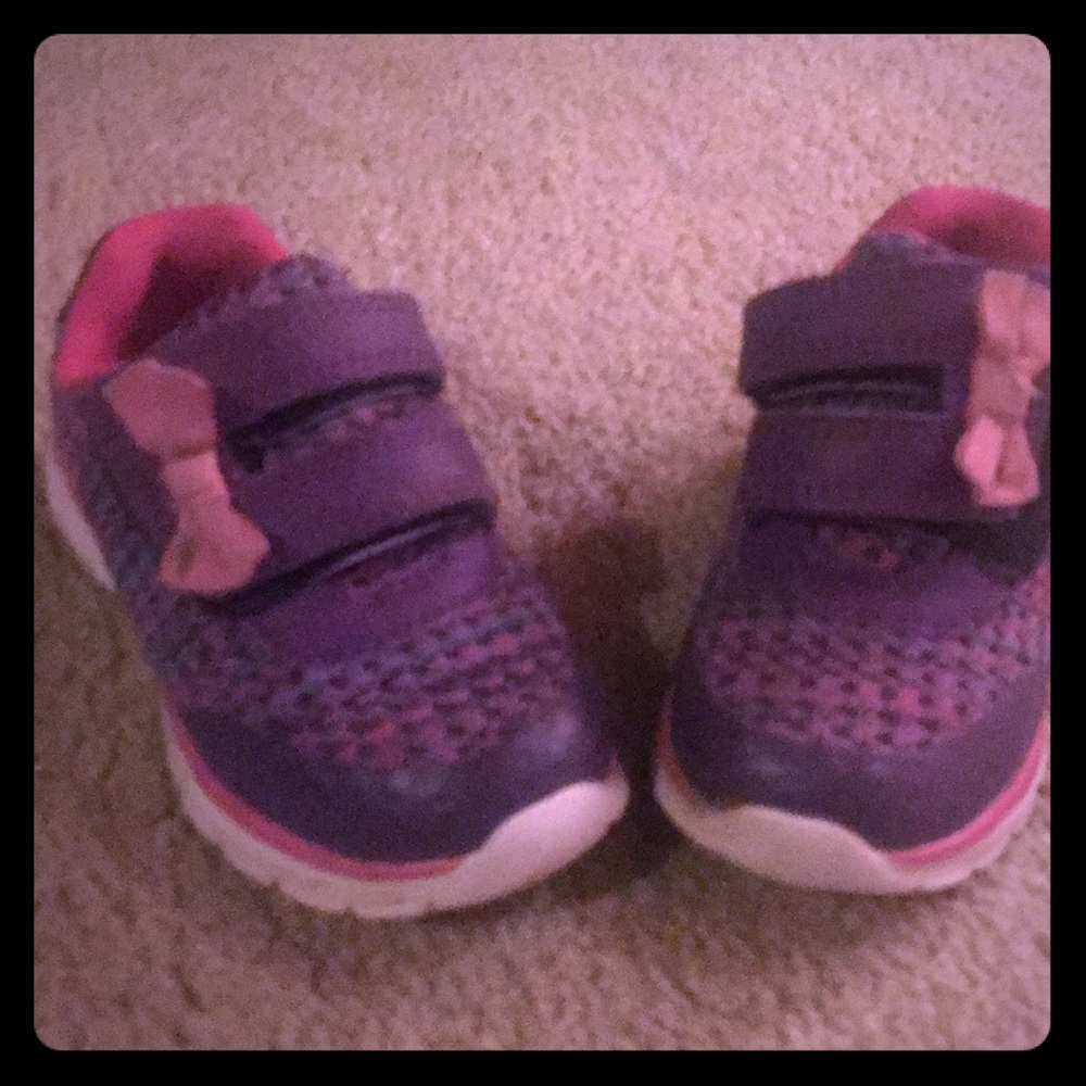 Purple and pink shoes with bow